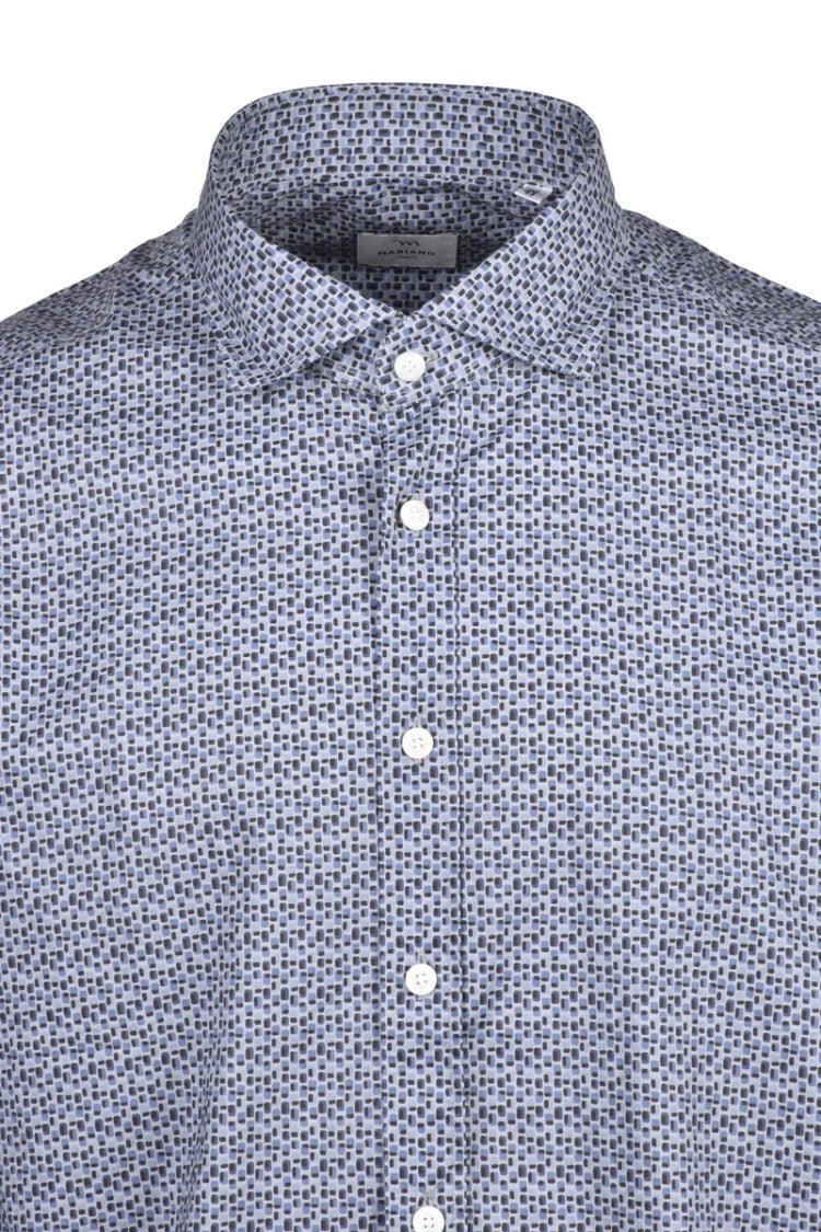 Mariano Napoli Blue Light Blue Geometric Shirt