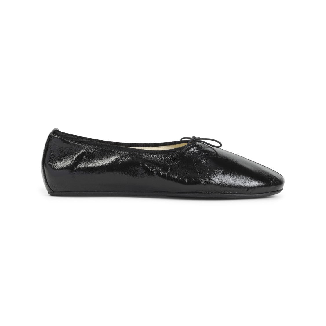 Phoebe Philo Black Leather Ballet Flats With Bow Detail
