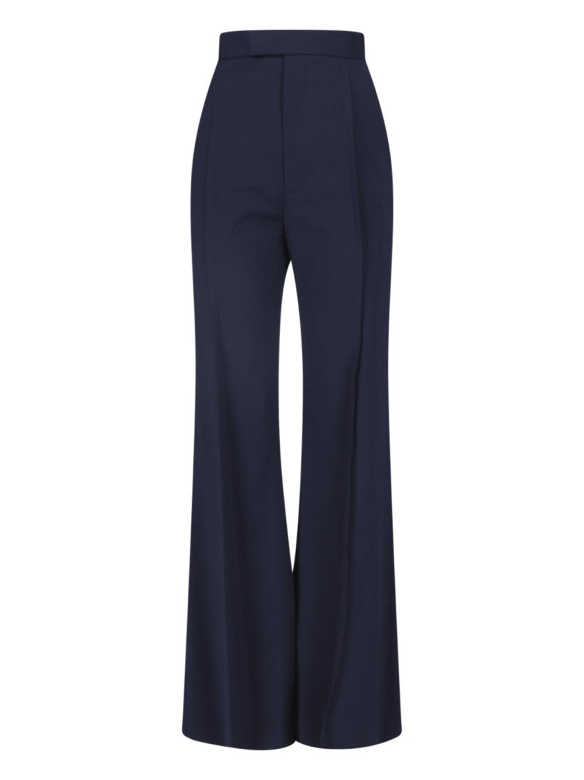 Vivienne Westwood Blue Front Pleats Virgin Wool Wide-Leg Trousers