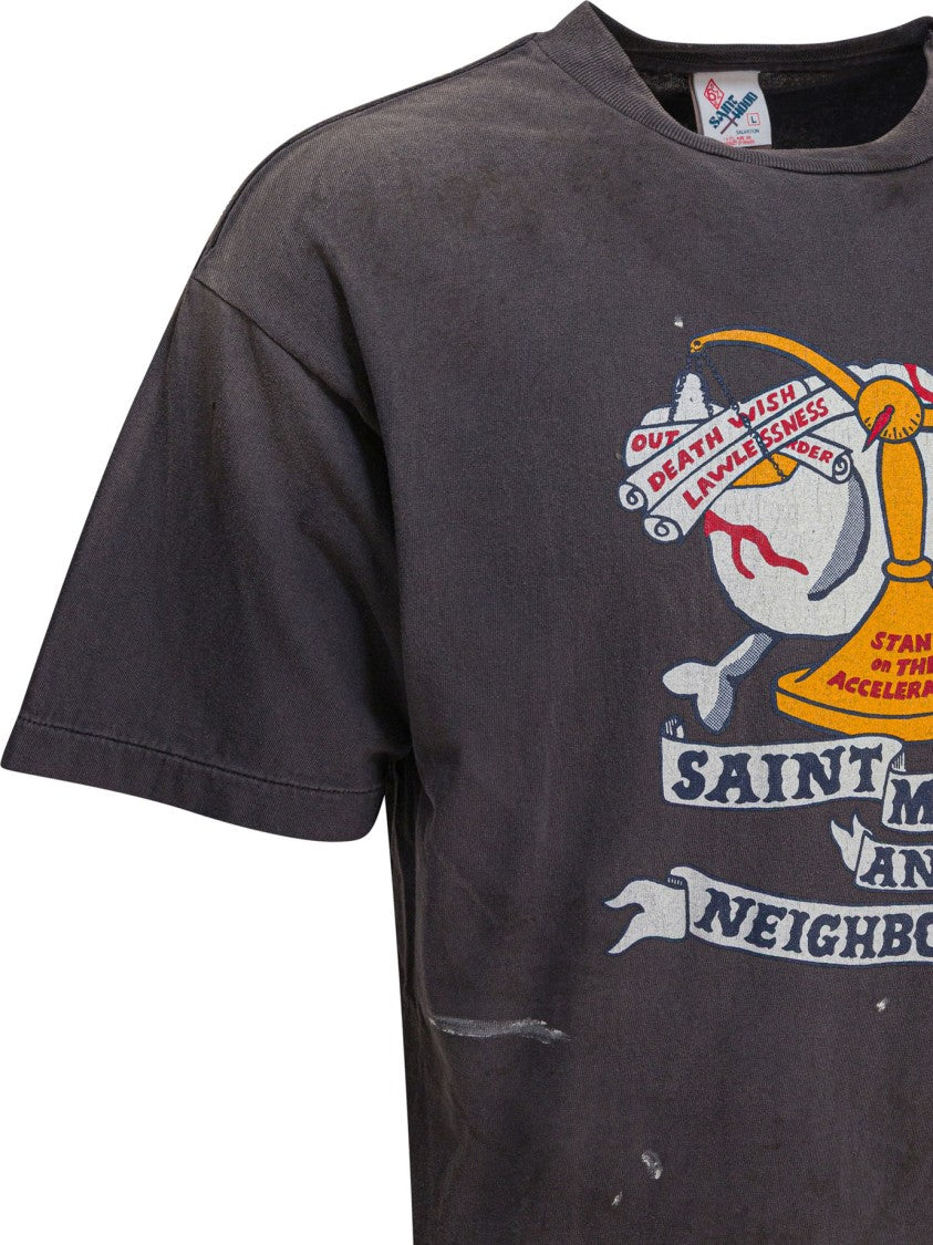 Saint Mxxxxxx Graphic Print Black T-Shirt