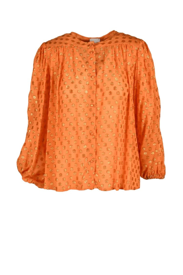 L Autre Chose Viscose Metallic Fiber Blouse - Orange