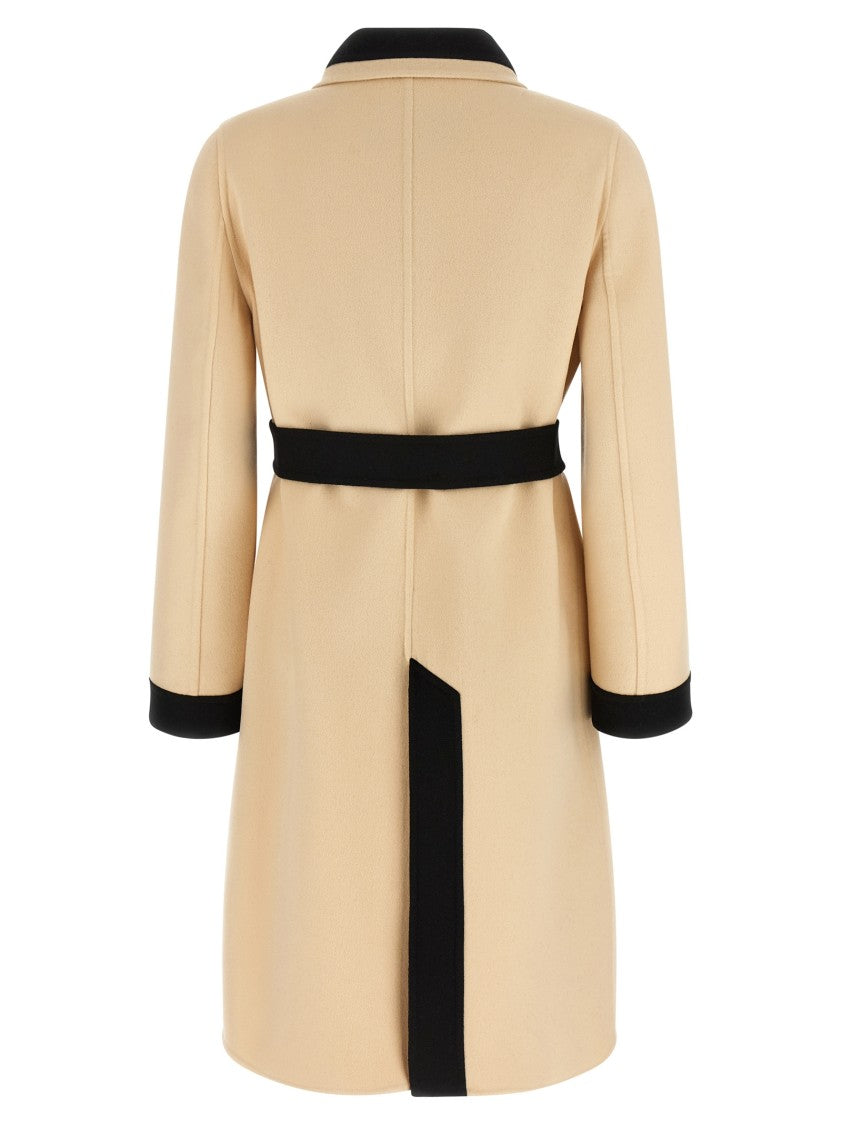 Valentino Garavani Midi Wool Coat With Contrast Trim
