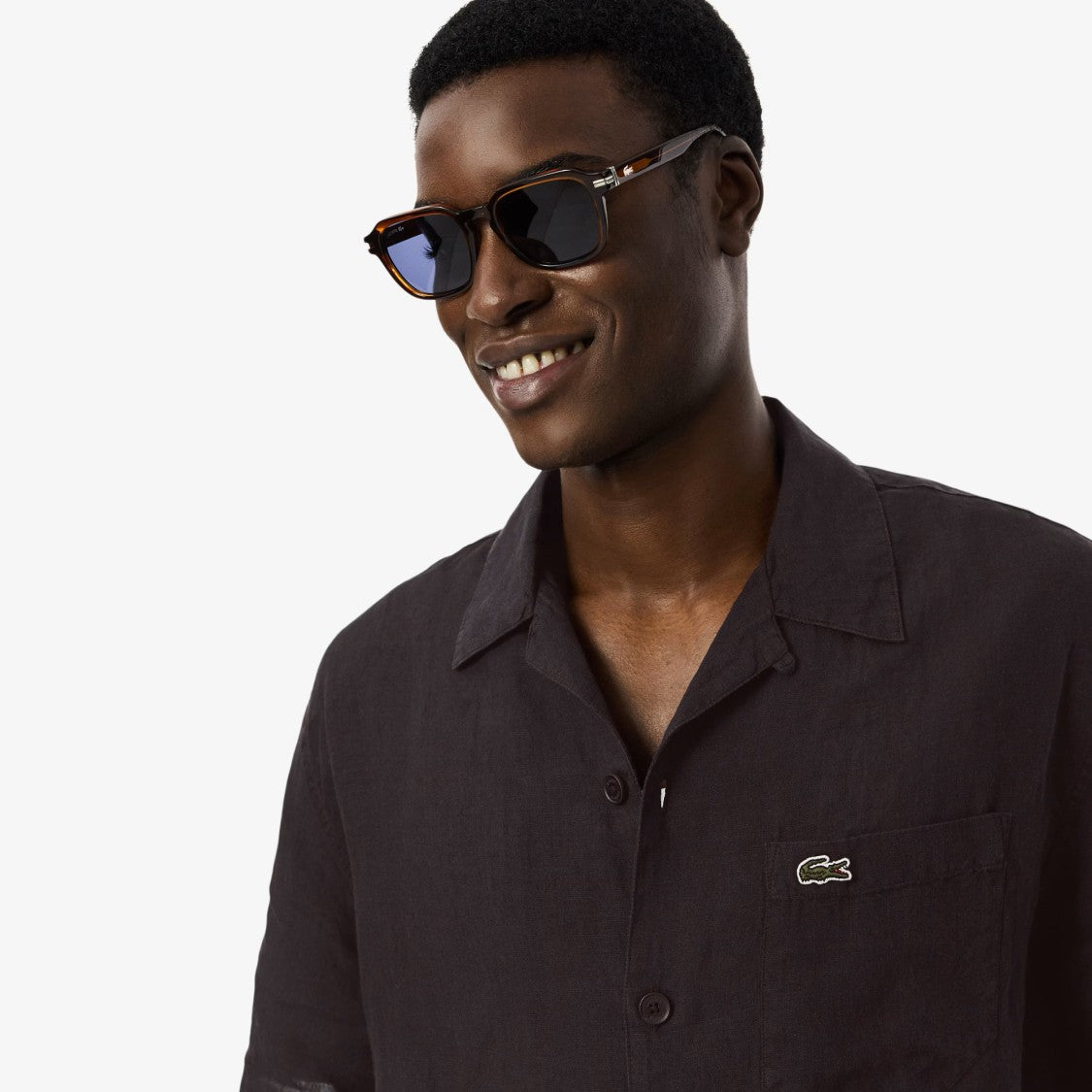 Lacoste Short-Sleeved Button-Up Shirt With Classic Collar