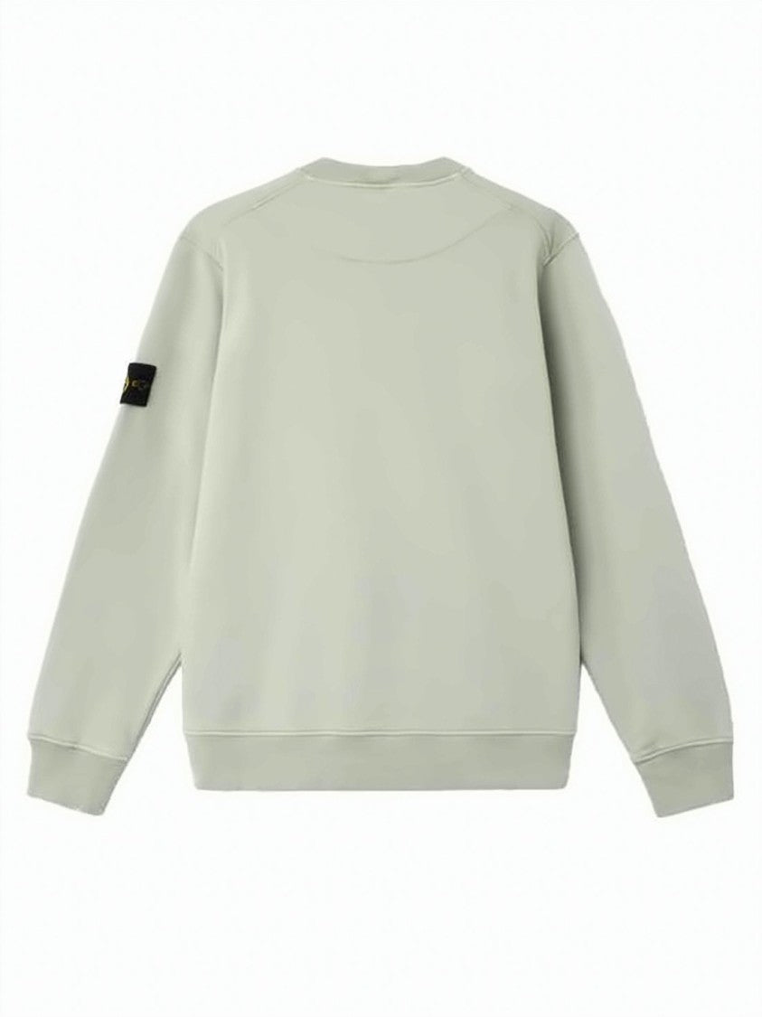Stone Island Long-Sleeve Crewneck Sweatshirt With Ribbed Cuffs And Minimalist Design