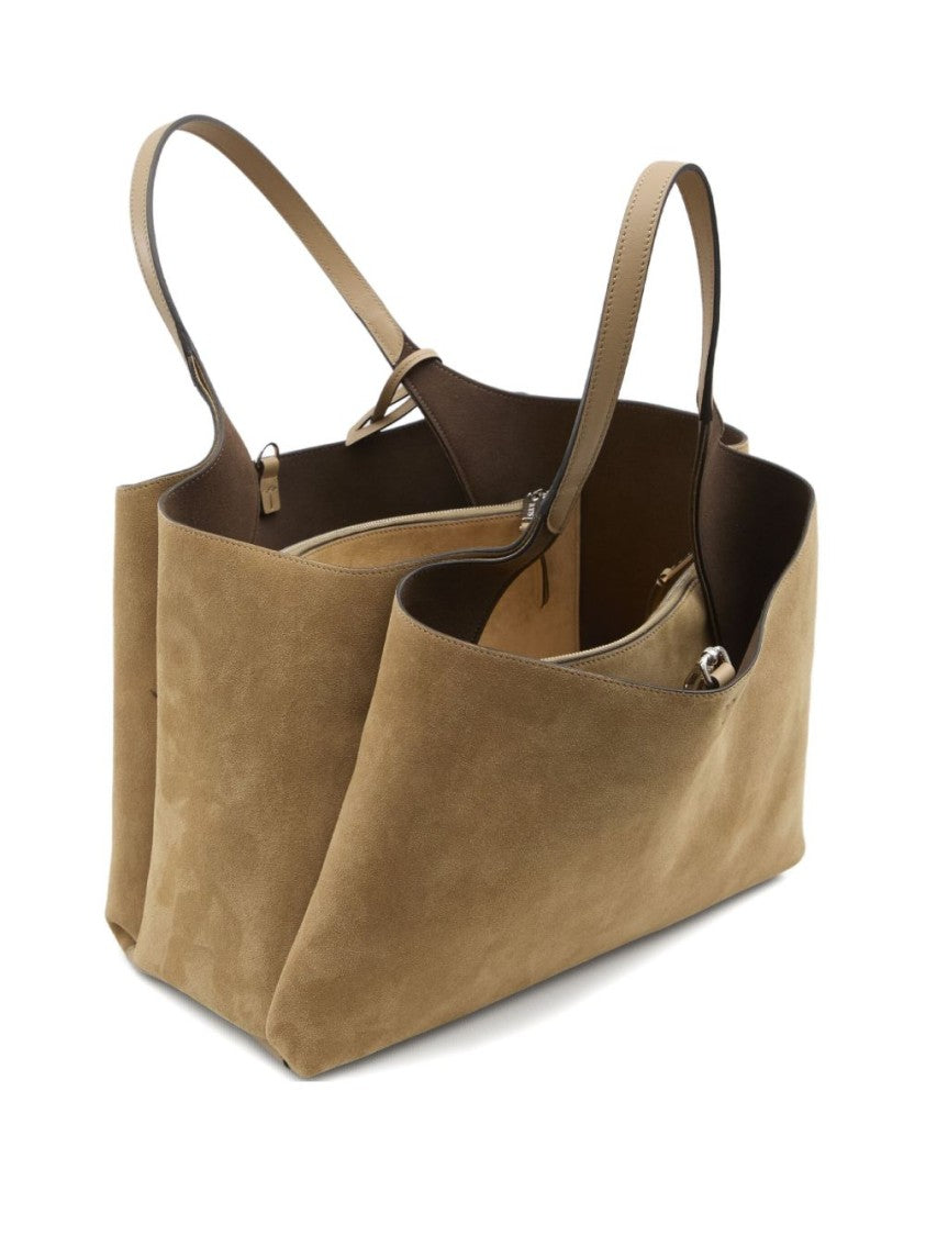 Tod's Spacious Beige Suede Tote Bag