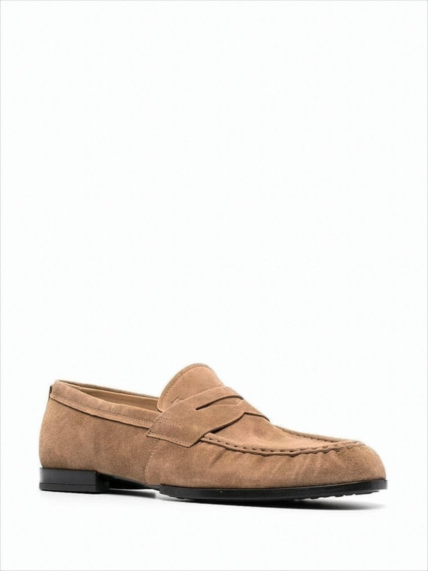Tod's Smooth Suede Loafers With Rounded Toe And Subtle Strap
