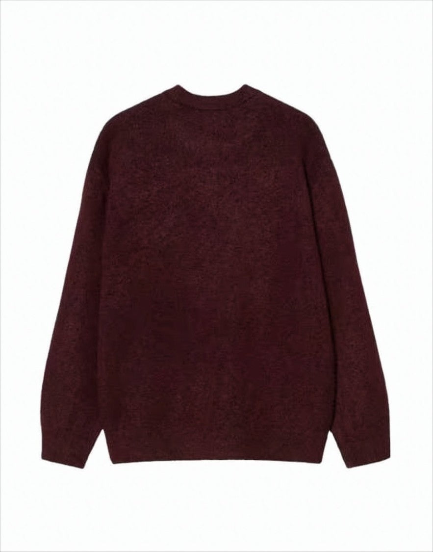 Carhartt Wip Cream Script Logo Knit Sweater In Rich Burgundy
