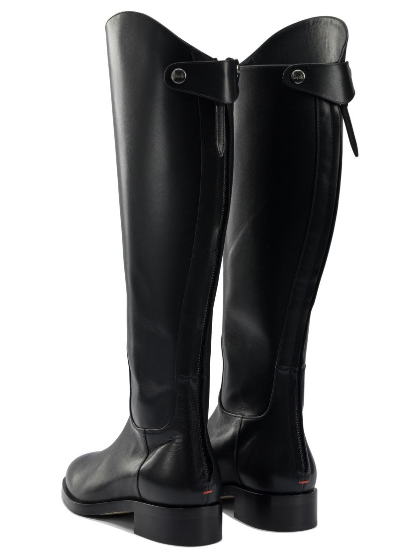 Aeydē Fitted Black Full-Grain Leather Riding Boots