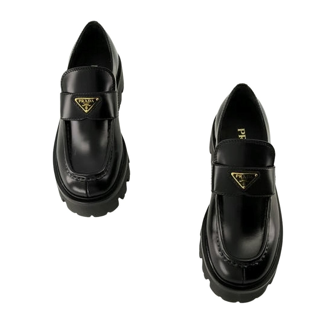 Prada Polished Calf Leather Chunky Loafers