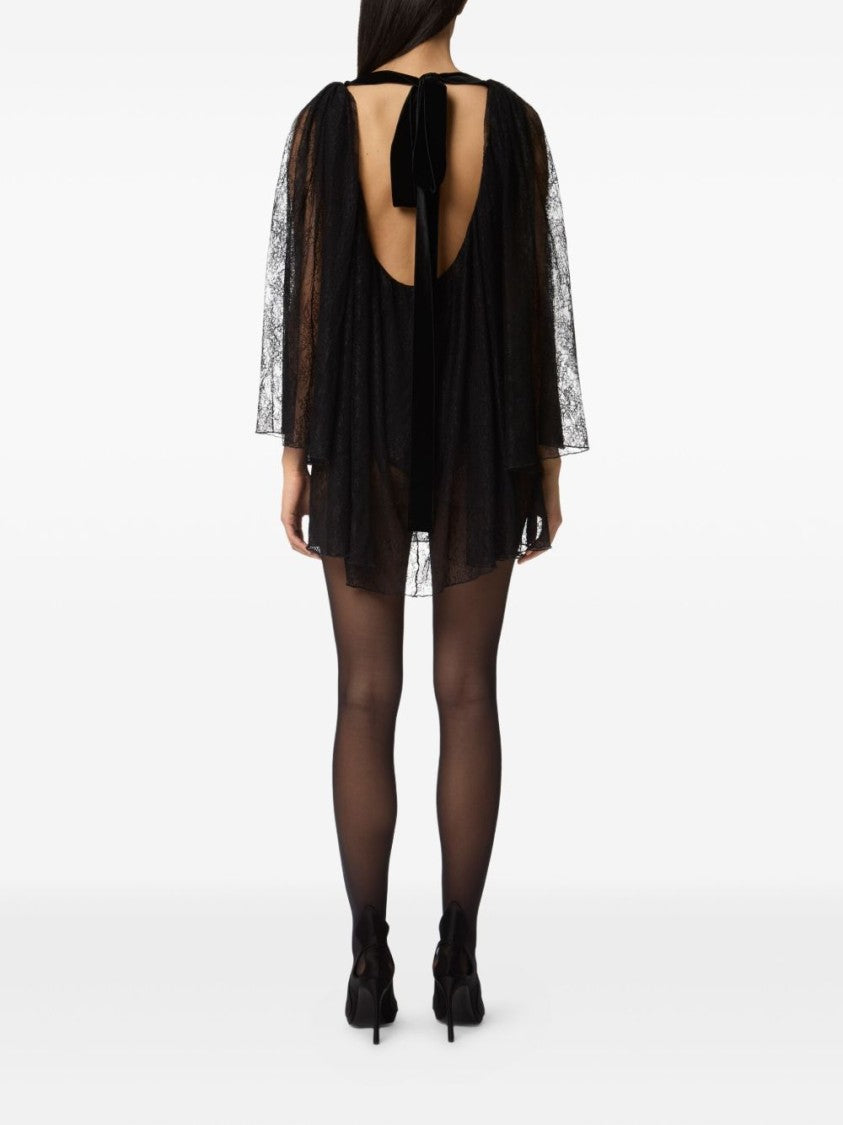 Nina Ricci Bodysuit With Floral Lace Cape And V-Neckline