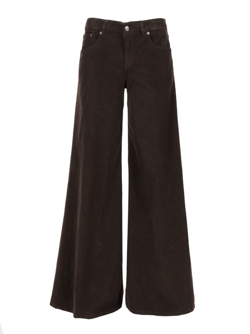 Dondup Wide-Leg Brown Corduroy Trousers