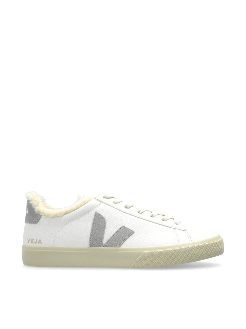 Veja White Campo Fured Low-Top Leather Sneakers