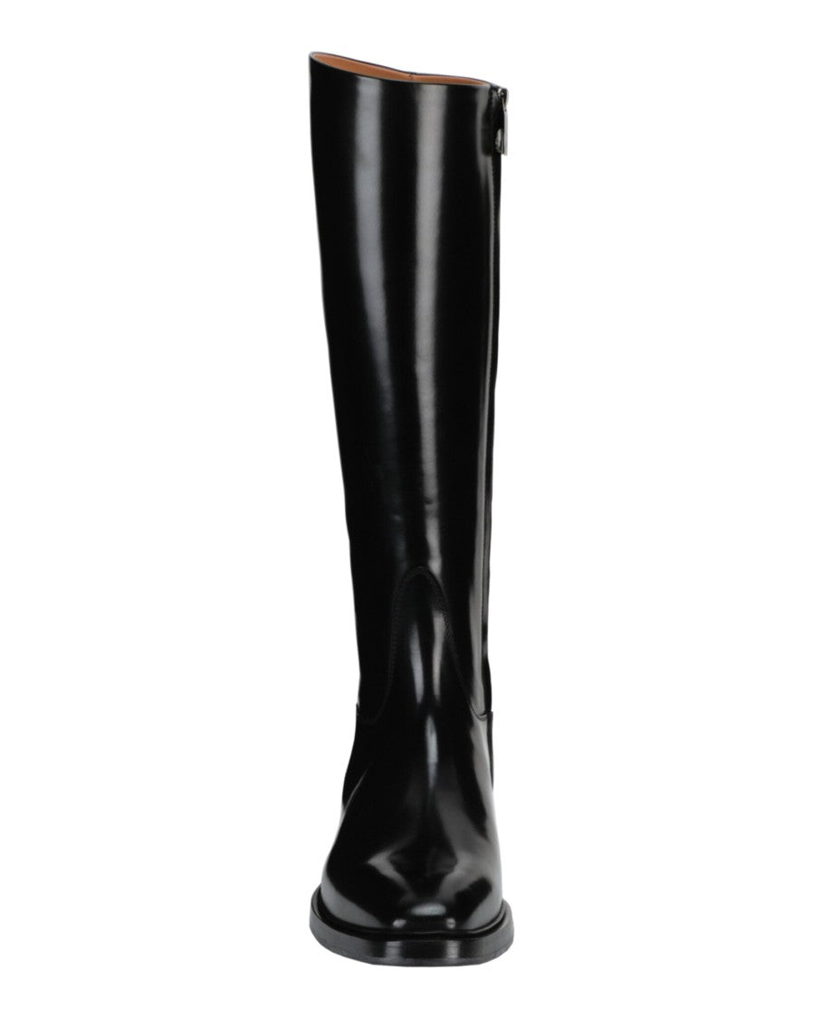 Ferragamo Fluid Leather Riding Boots