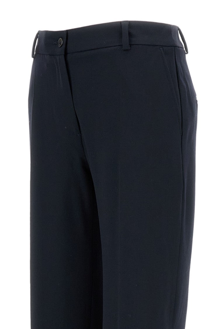 Alberto Biani Tailored Stretch Wool Trousers With Ankle-Length Cut And Turned-Up Hem