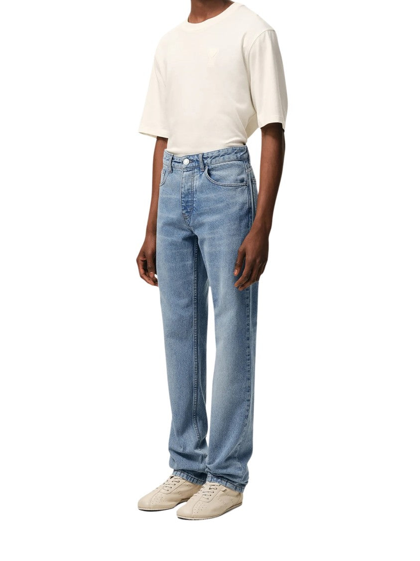 Ami Paris Light Blue Denim Straight-Leg Jeans