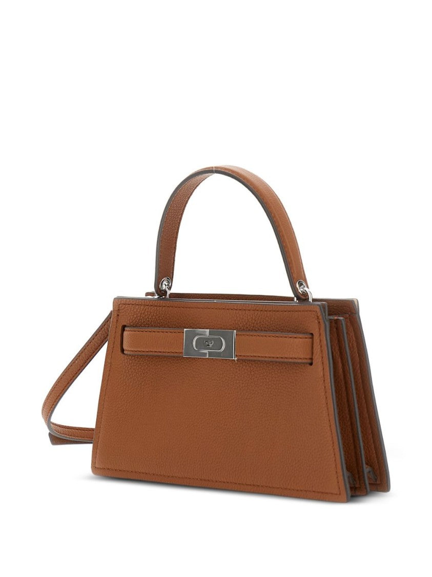 Tory Burch Trapezoidal Handbag With Metallic Clasp