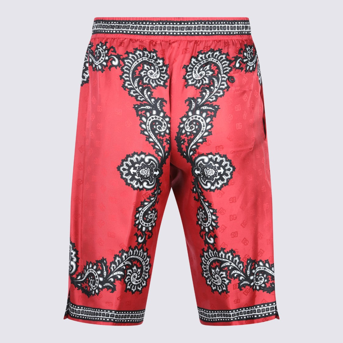 Dolce & Gabbana Paisley Pattern Red Shorts With Adjustable Drawstring Waistband