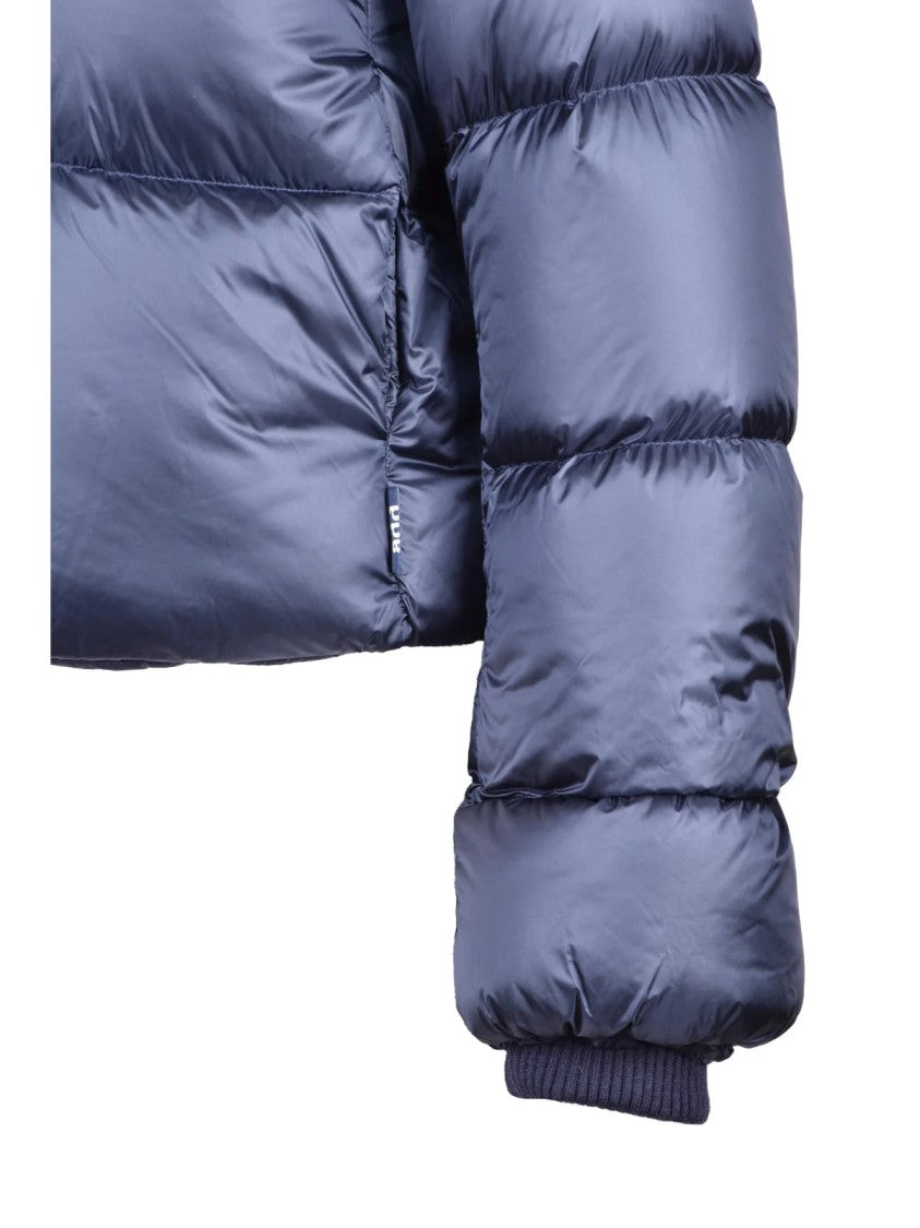 Add Blue Polyamide Short Down Jacket