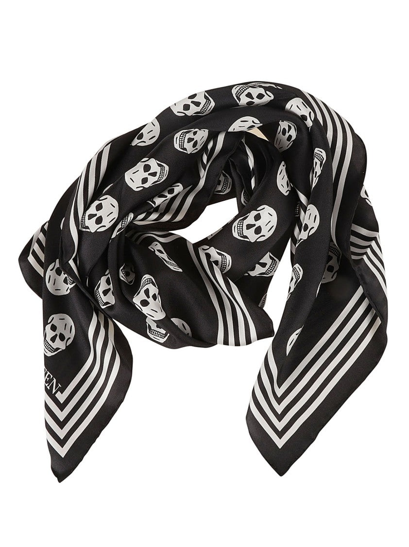 Alexander Mcqueen Silk Scarf With Skull Pattern