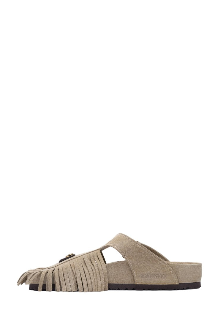 Birkenstock Beige Gizeh Fringe Suede Sandals