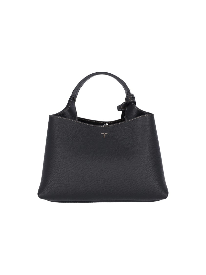 Tod's Black T Timeless Hammered Leather Clutch