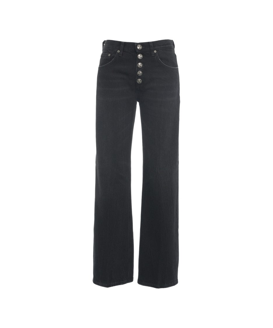 Dondup Straight-Leg Jeans With Distinctive Button Closure And Flared Leg Opening