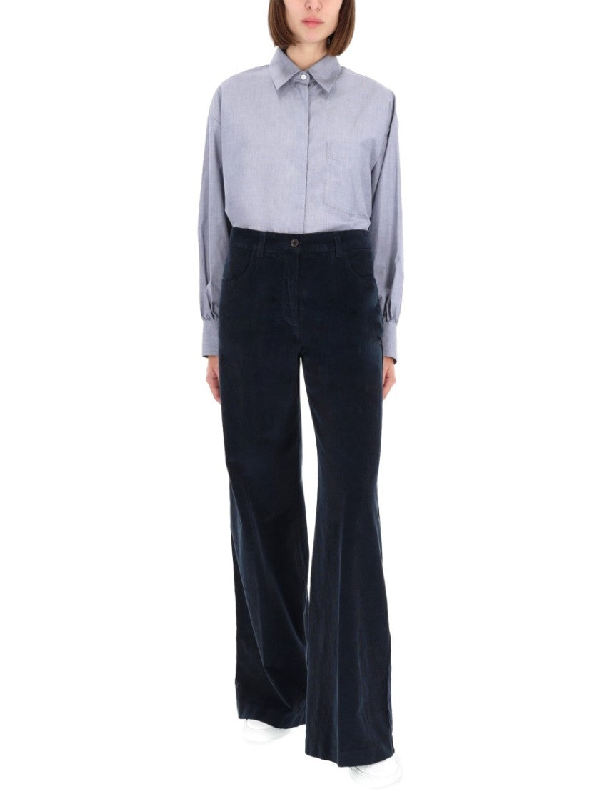 Aspesi High Collar Pleated Cotton Shirt