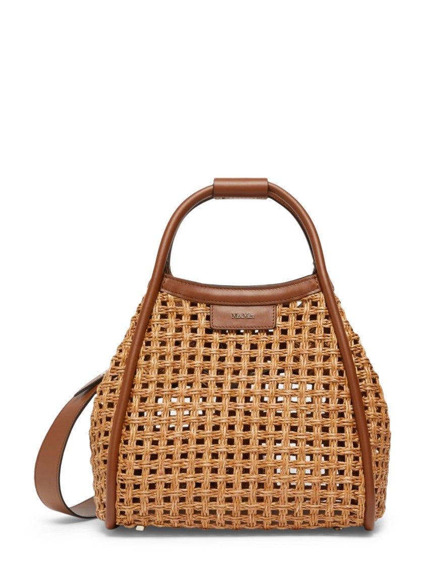 Max Mara Woven Basket-Style Bag With Leather Accents