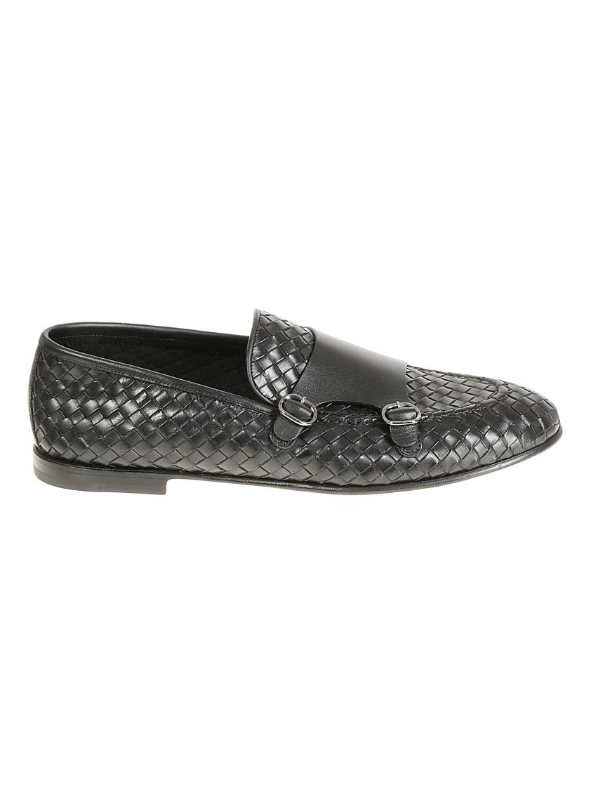 Barrett Black Leather Barrett Loafer With Woven Upper