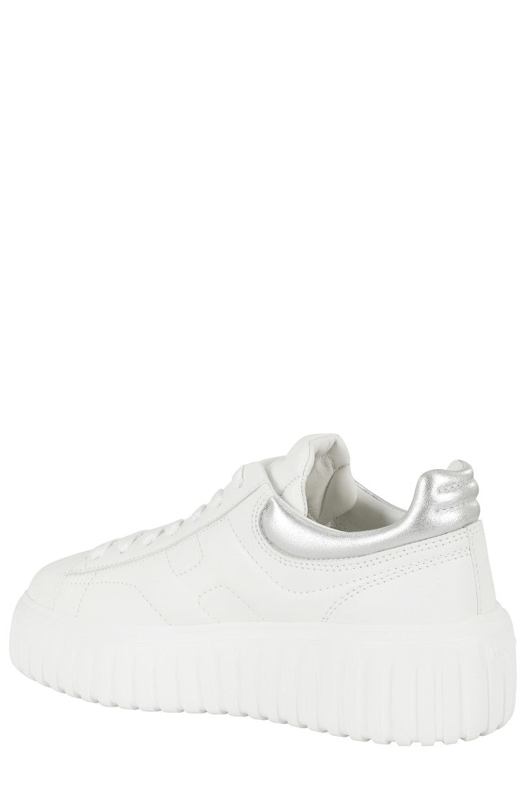 Hogan H Stripes Lace-Up Sneakers With Silver Accents