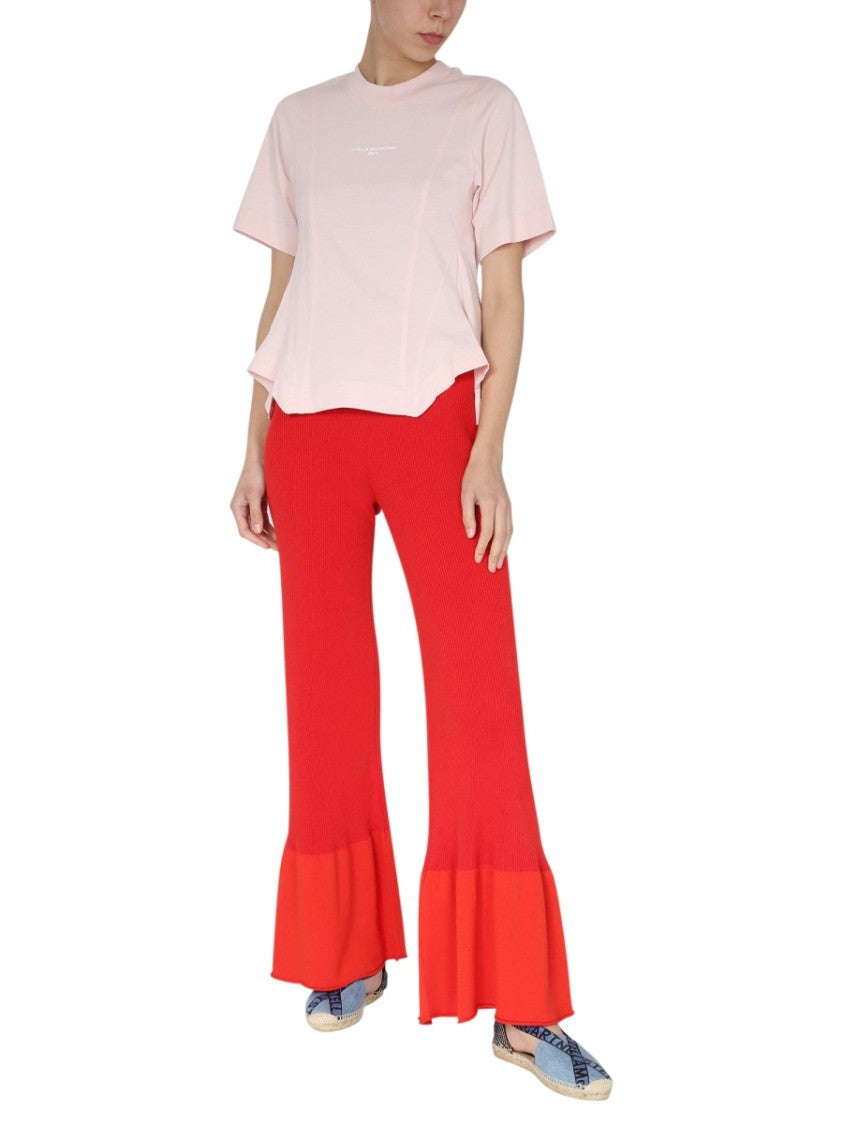 Stella Mccartney Ribbed Knit Trousers With Wide-Leg Silhouette