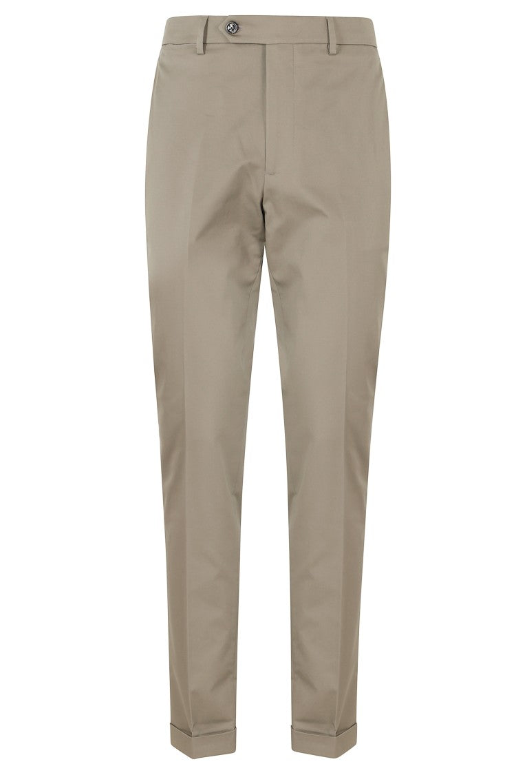 Berwich Taupe Yretro Darts Turn-Up Cotton-Blend Trousers