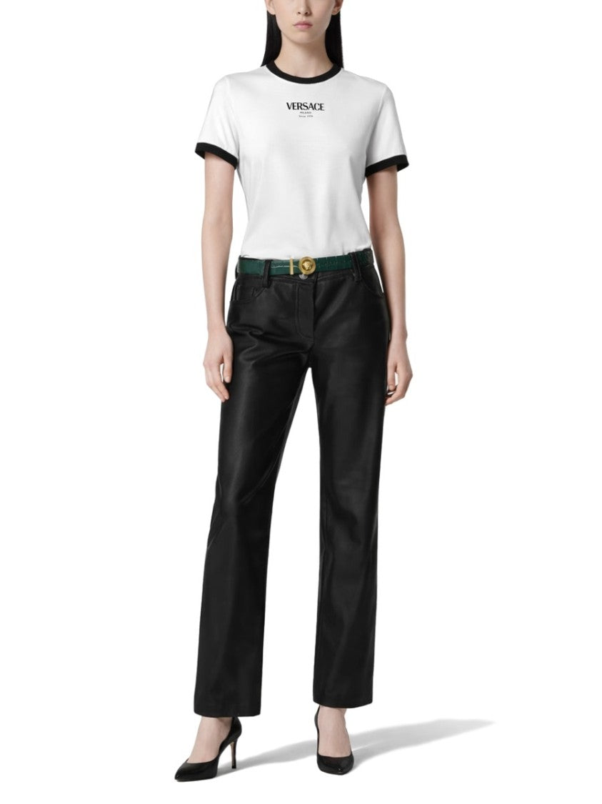 Versace Neutral Fitted Crew Neck Viscose-Blend T-Shirt