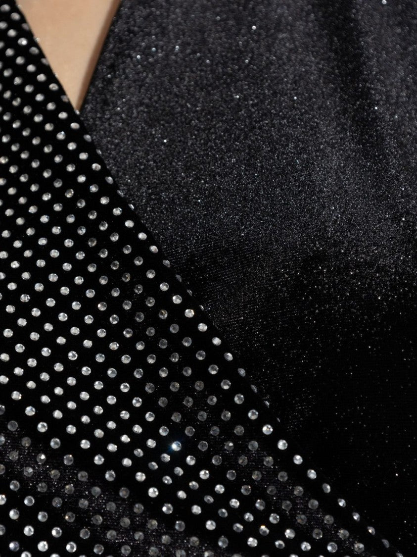 Balmain Black Crystal Embellished Halter Wrap Top