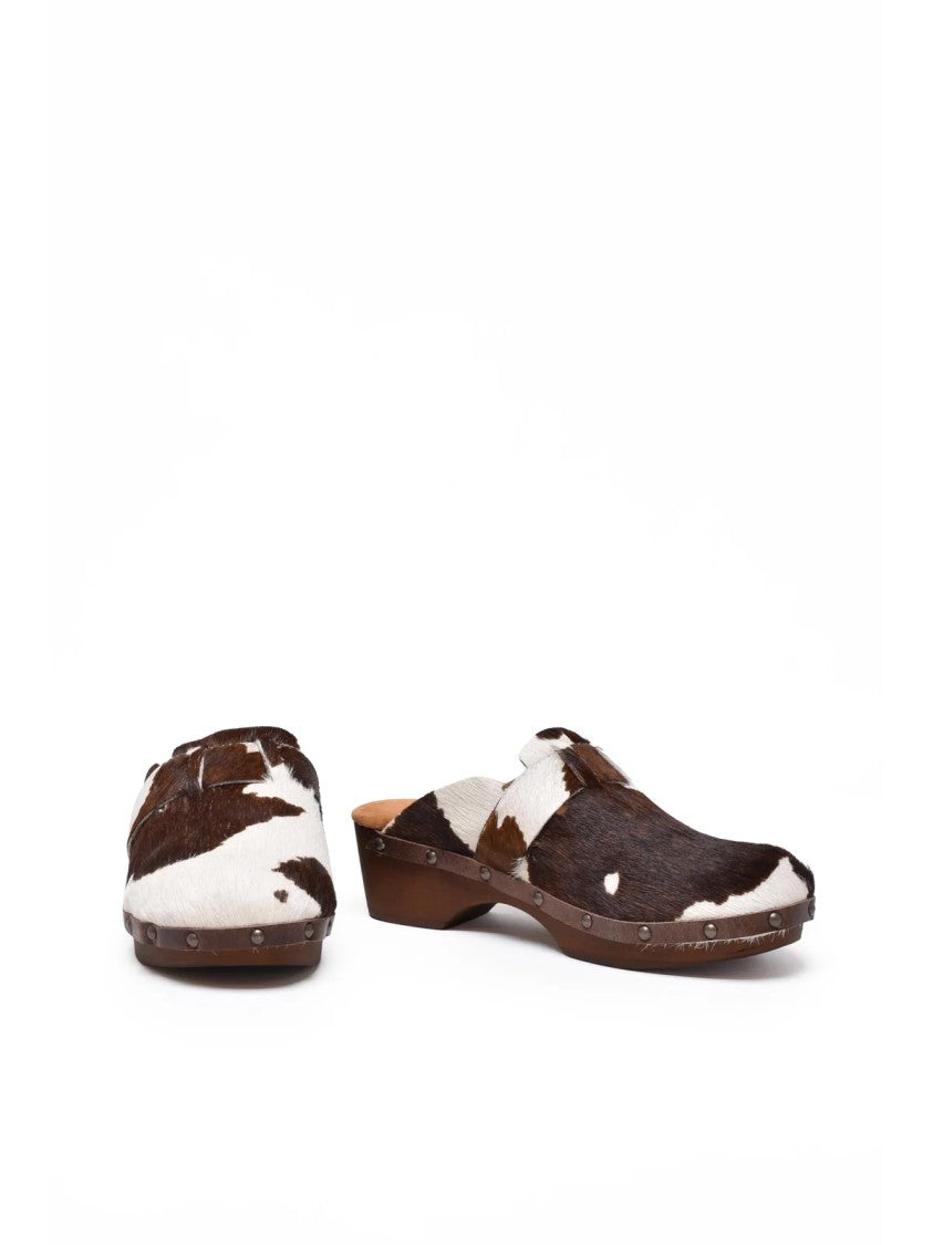Post & Co White Leather Cavallino Clogs