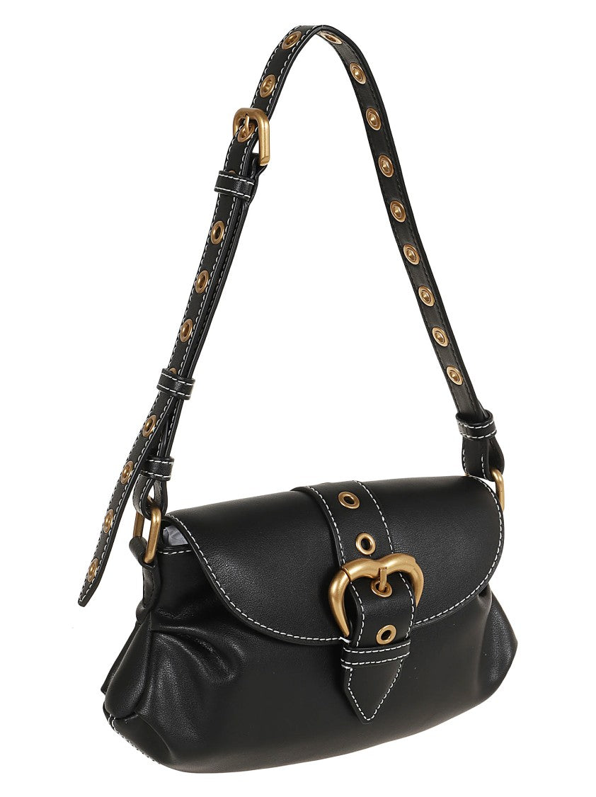 Pinko Black Leather Shoulder Bag
