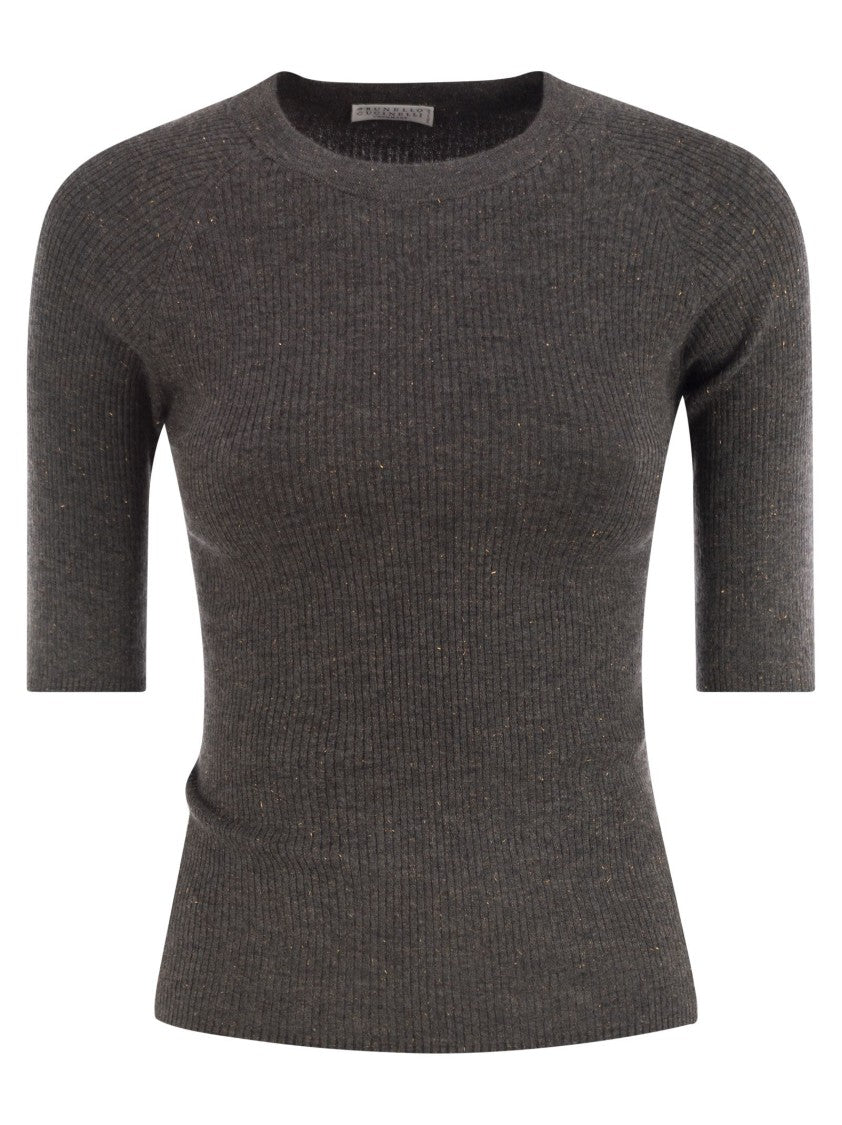 Brunello Cucinelli Sparkling Ribbed Cashmere Sweater