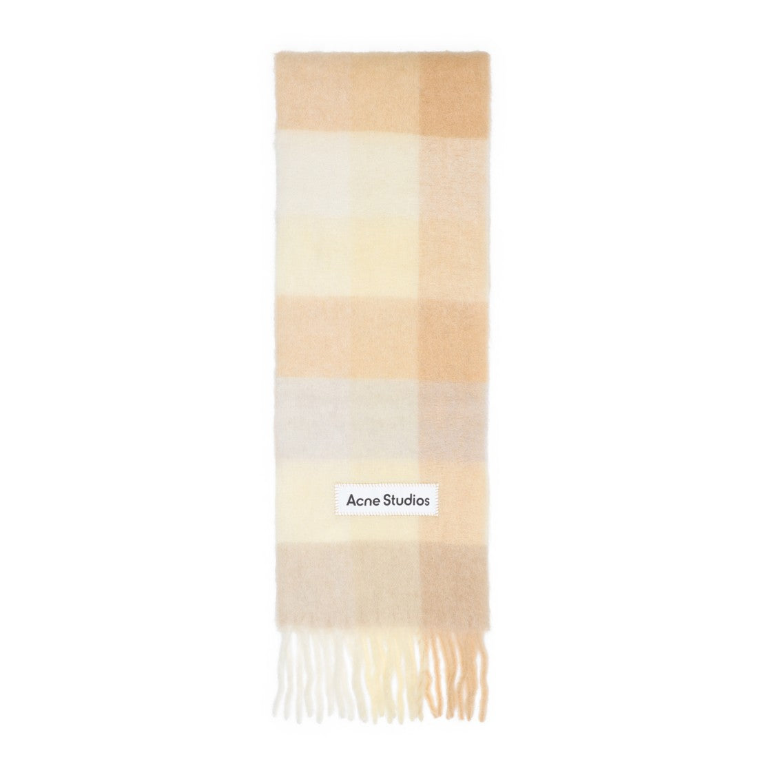 Acne Studios Checkered Fringed Alpaca Blend Scarf