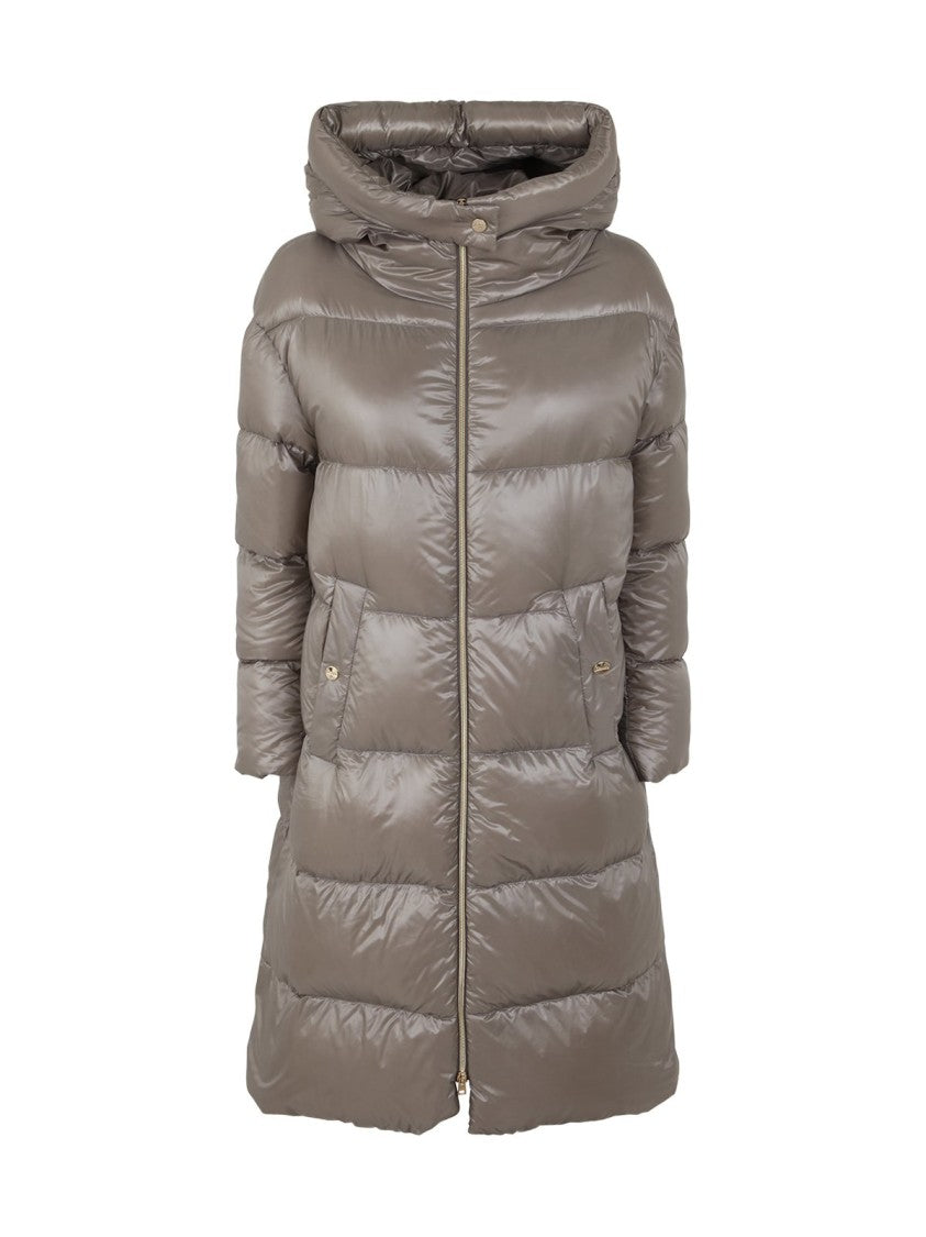 Herno Straight Cut Grey Coat With Minimalist Design