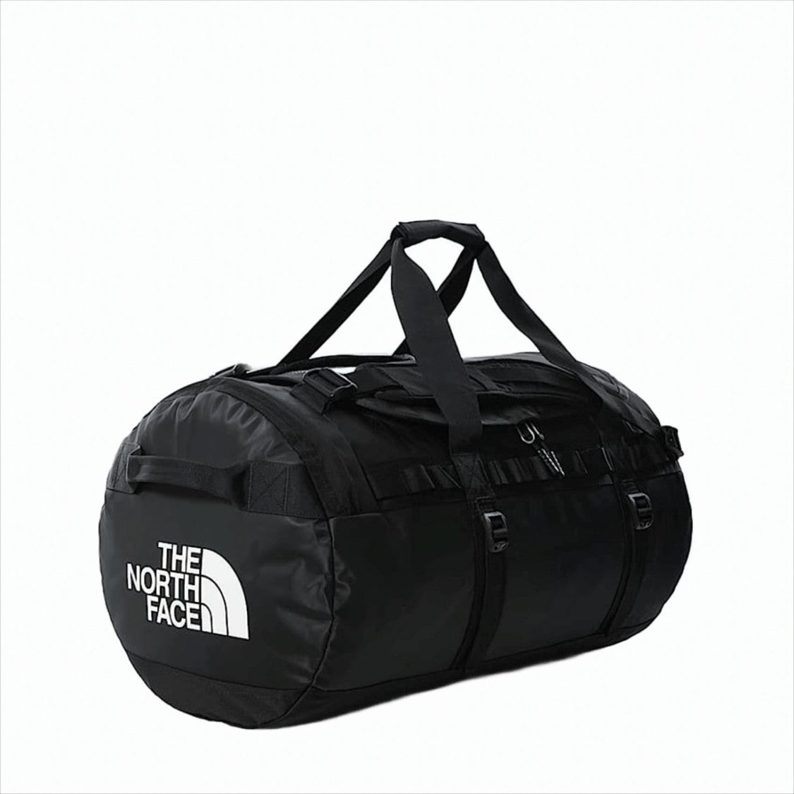 The North Face Cylindrical Black Duffel Bag With Adjustable Straps