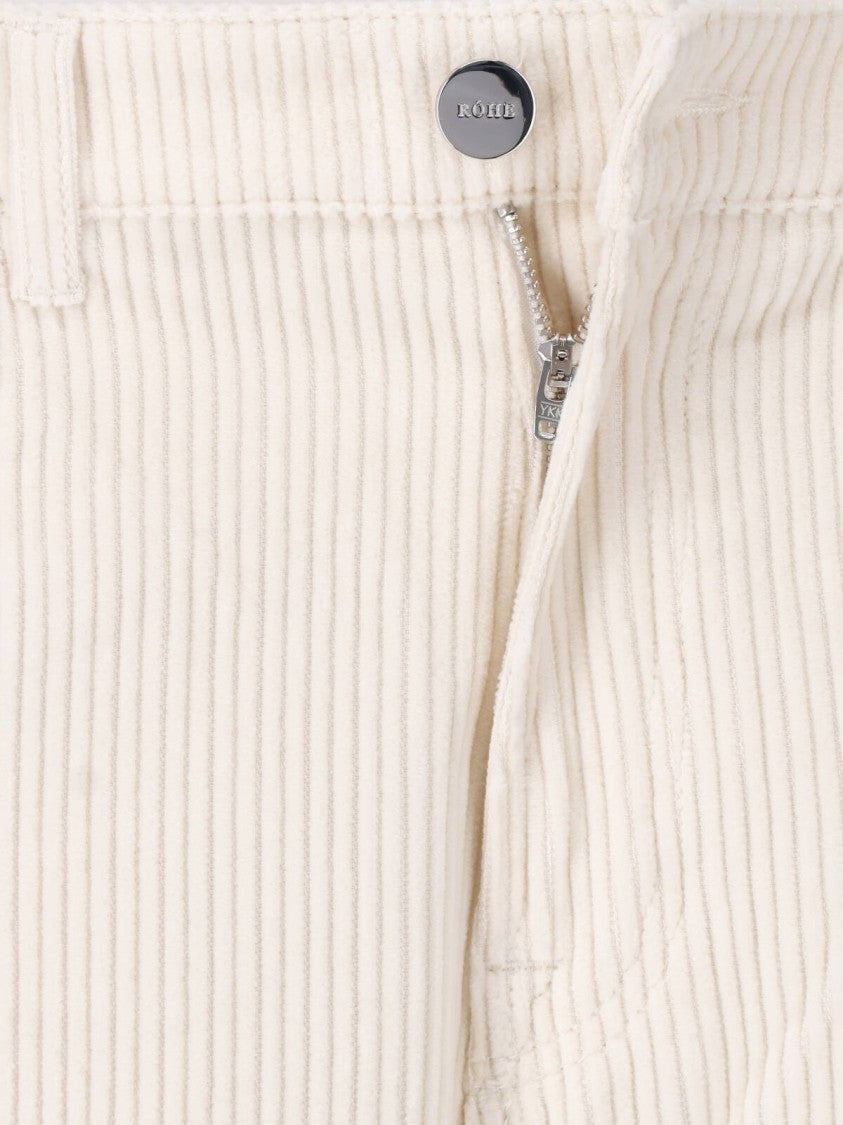 Róhe Cream Cotton Velvet Pants With Ribbed Texture