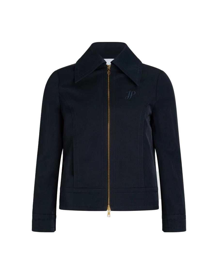 Patou Short Zipped Jacket With Classic Collar And Fitted Silhouette