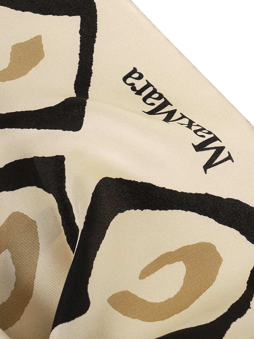 Max Mara Botanical Silk Twill Stola Scarf With Iconic Monogram