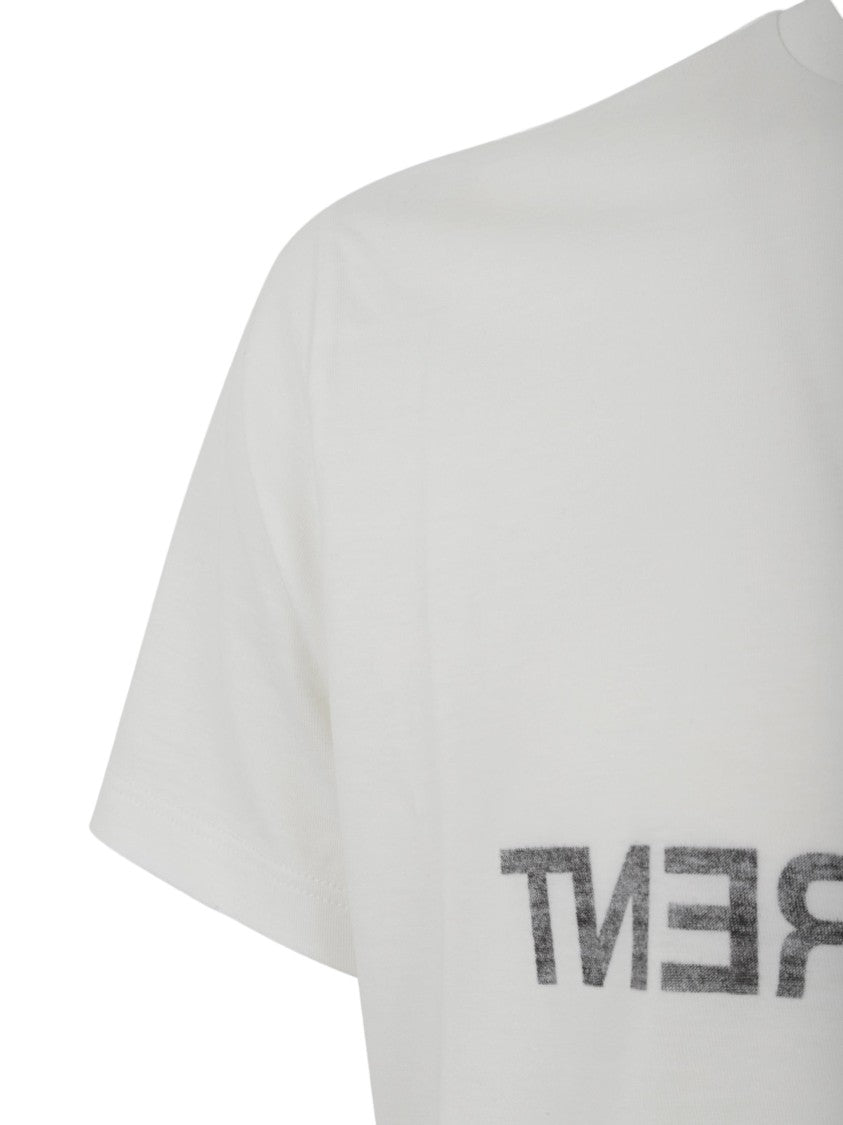 Saint Laurent White Round-Neck T-Shirt With Tube Volume Silhouette