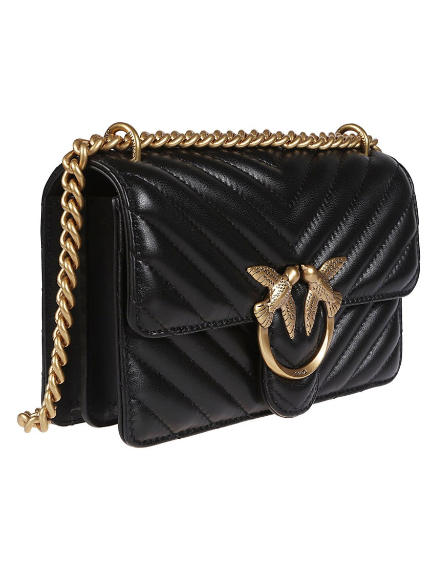 Pinko Love One Mini Chevron Quilted Nappa Leather Shoulder Bag