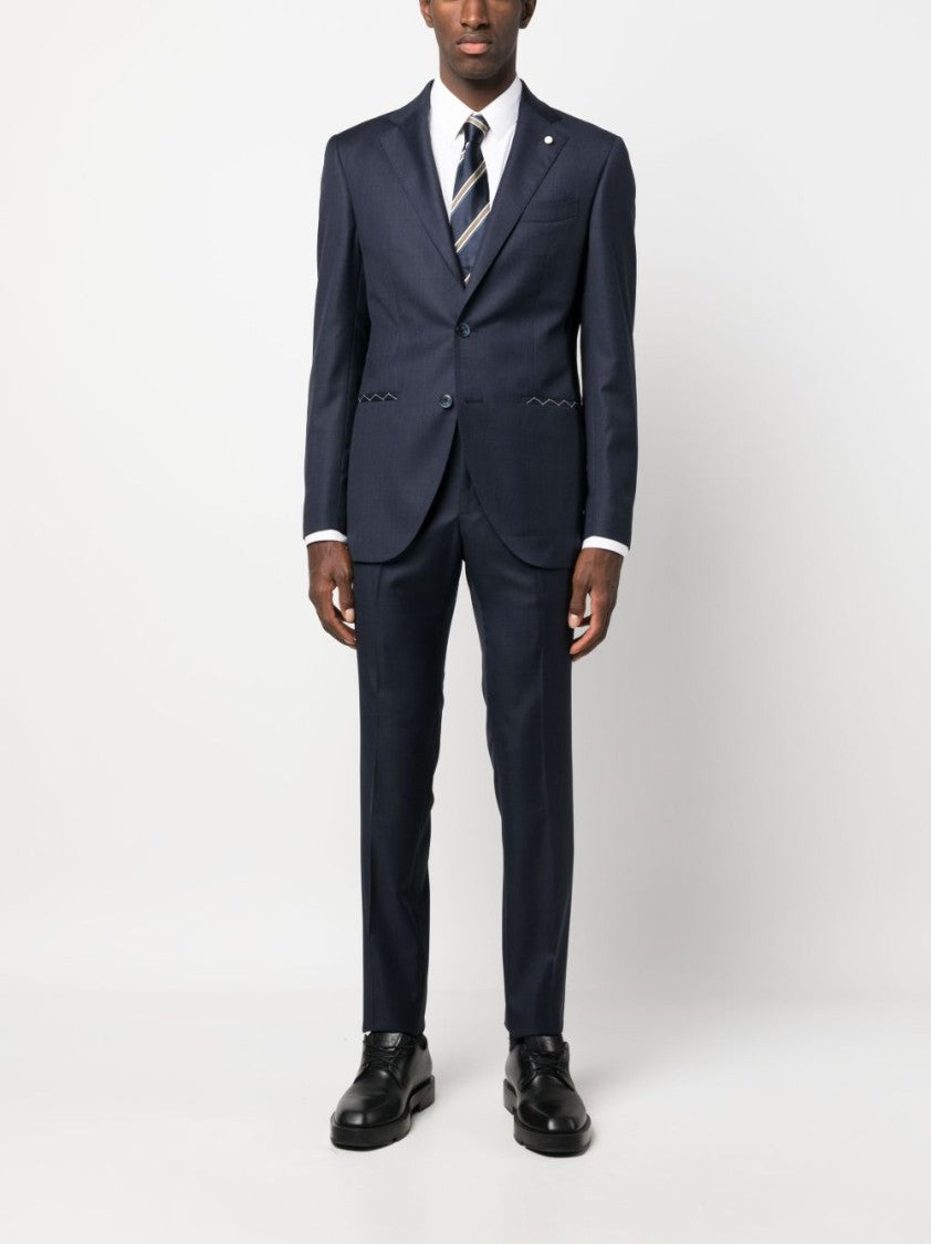 Luigi Bianchi Blue Virgin Wool Suit
