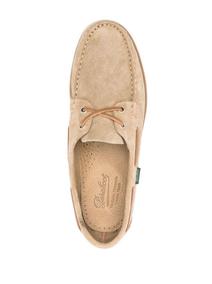 Paraboot Classic Moccasin Flat Shoes In Soft Suede Leather