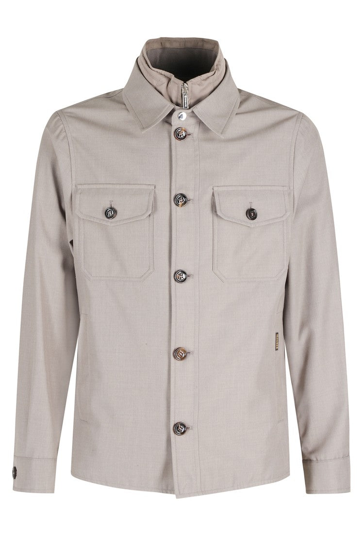 Moorer Sand Dulac Pum Removable-Bib Polyester-Blend Jacket