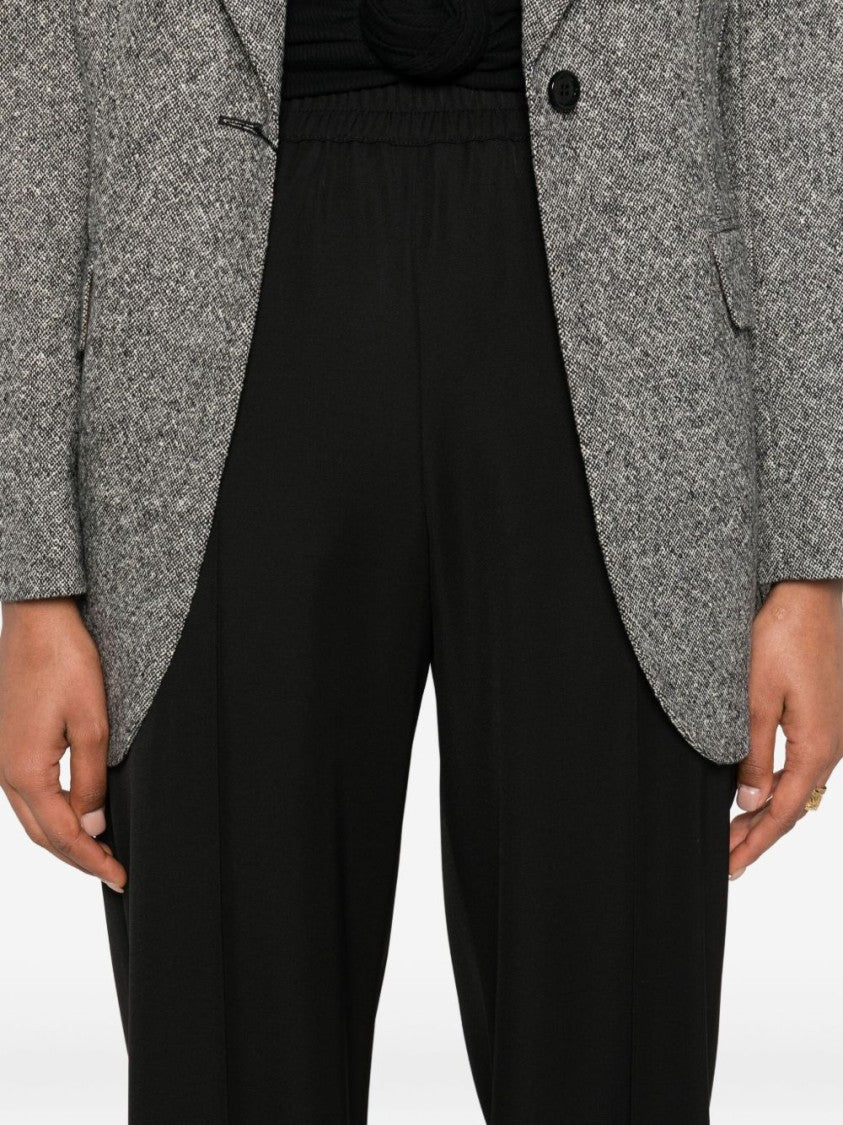Dolce & Gabbana Palazzo Trousers In Smooth Black Wool