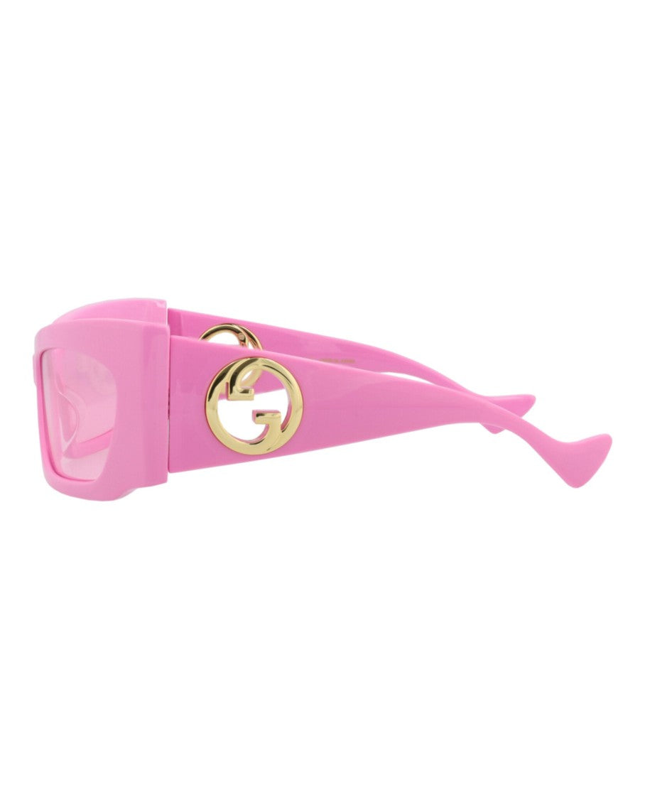 Gucci Shield-Frame Recycled Acetate Sunglasses With Gold-Tone Logo Accent